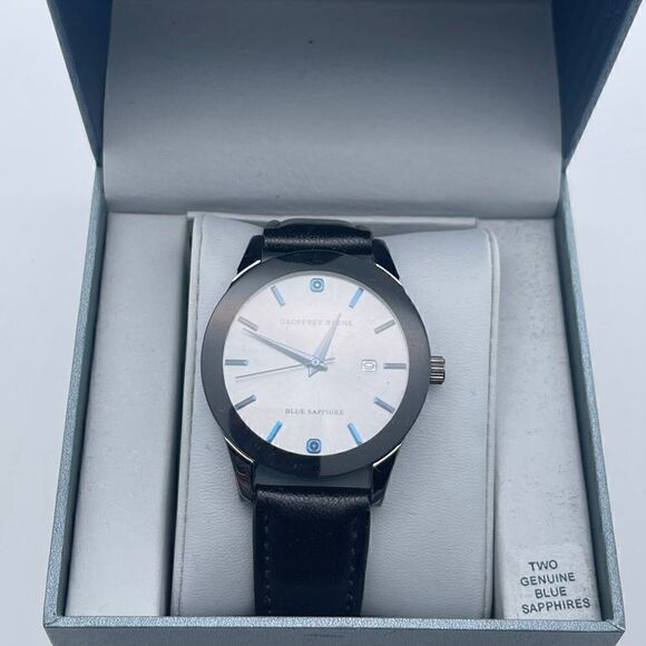 NIB GEOFFREY Beene Genuine Blue Sapphire Mens Analog Watch Style # GB8202GU - Picture 1 of 7